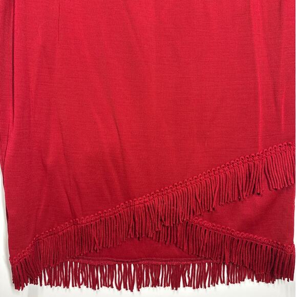 Miss Dorby Vintage 2-Piece Fringe Skirt Suit Set Red Size L Pull-On Boho Western - Picture 12 of 12